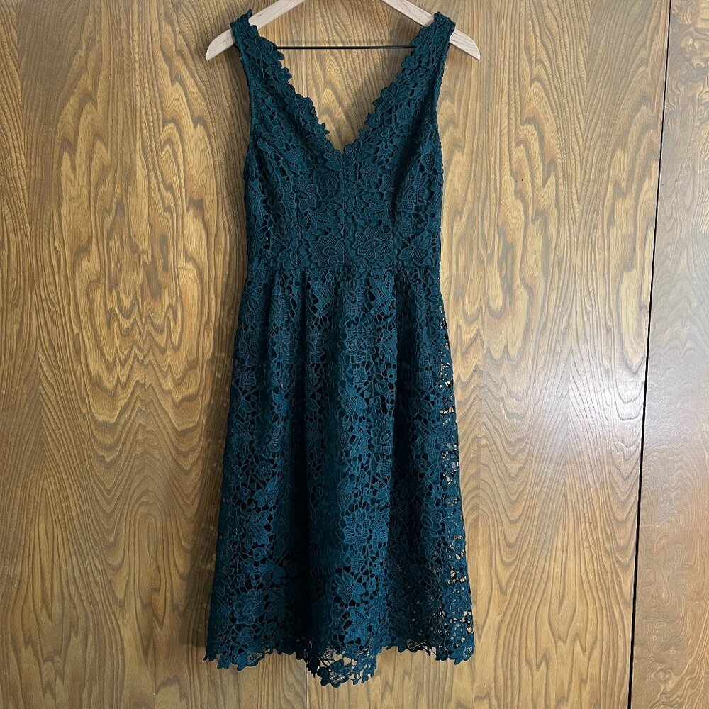 Astr Lace A-Line Midi Dress Hunter Green